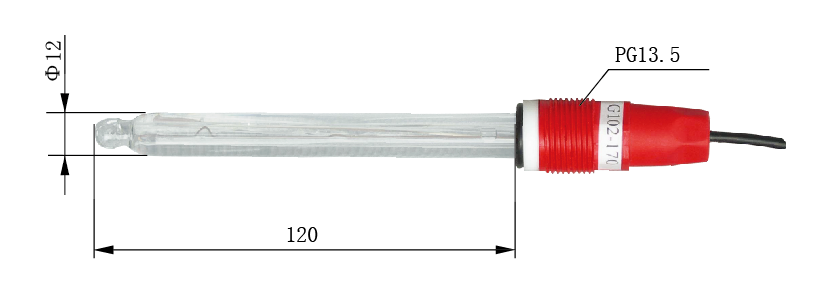 玻璃pH纯水传感器（G102）尺寸